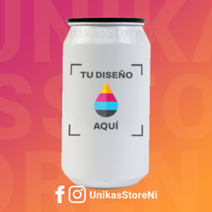 Vaso metálico tipo lata 350ml con tapa de silicone
